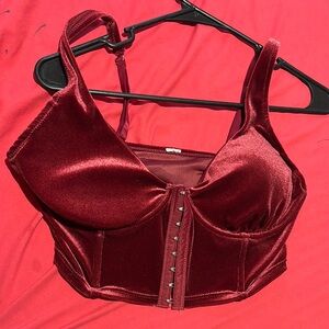 Burgundy Velvet Corset Top